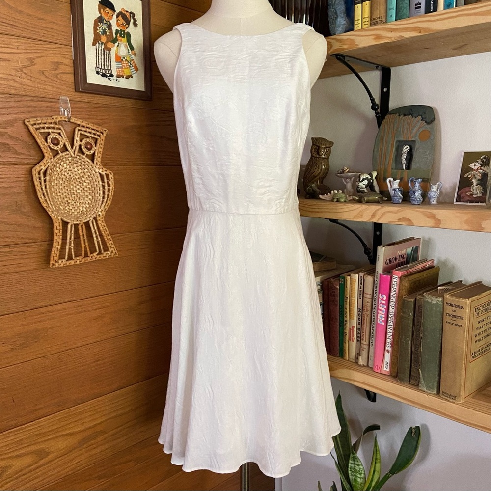80s Nicole Miller vintage white floral embossed low back dress